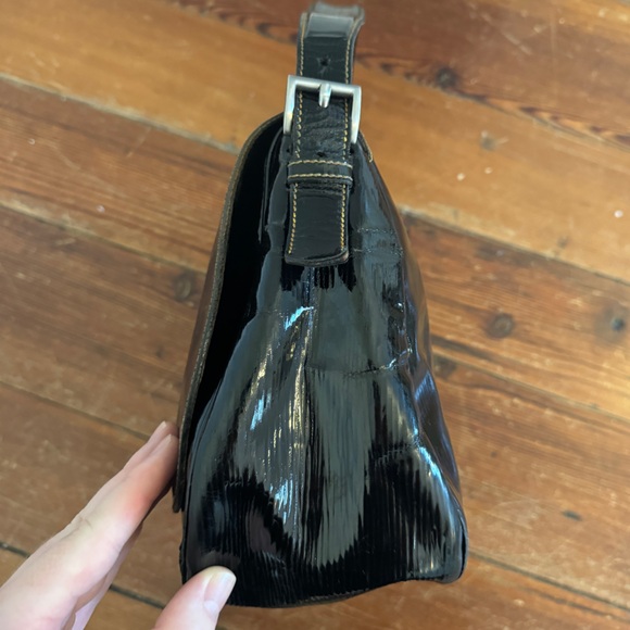 Authentic Prada Cleo Black Patent Leather Shoulder Bag Satchel Vintage Italy - Picture 4 of 16
